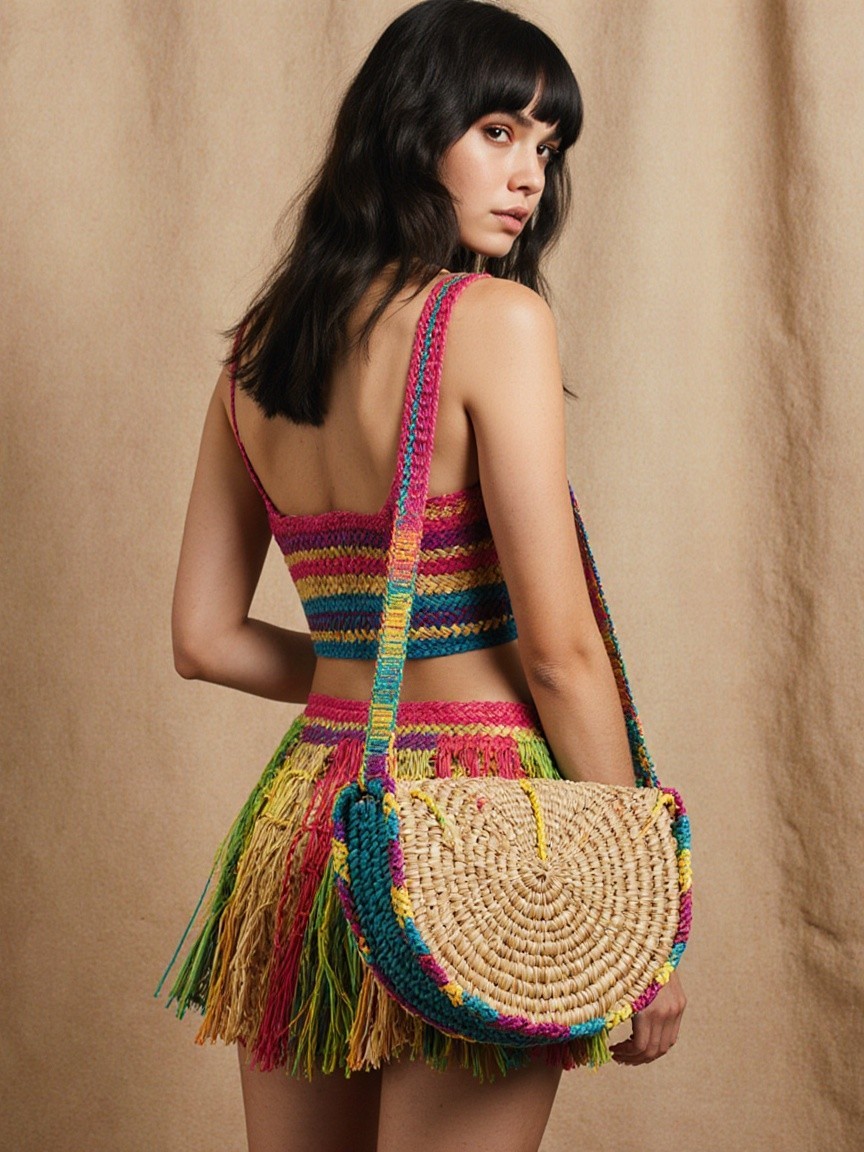 Vibrant Handcrafted Outfit with Colorful Accessories