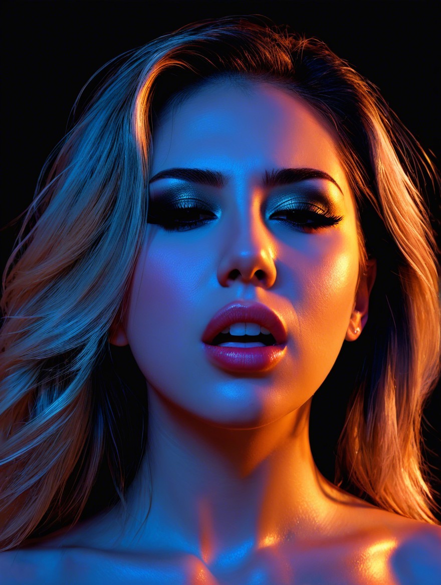 Close-Up Portrait of a Woman with Dramatic Lighting