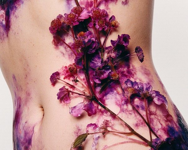 Vibrant Body Art with Floral Designs and Colors