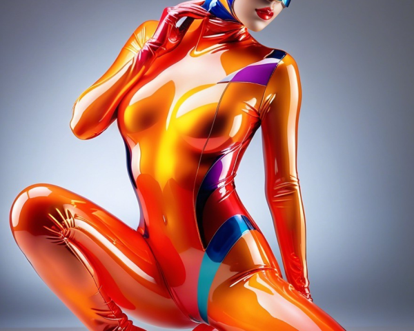 Vibrant Colorful Bodysuit with Glossy Material