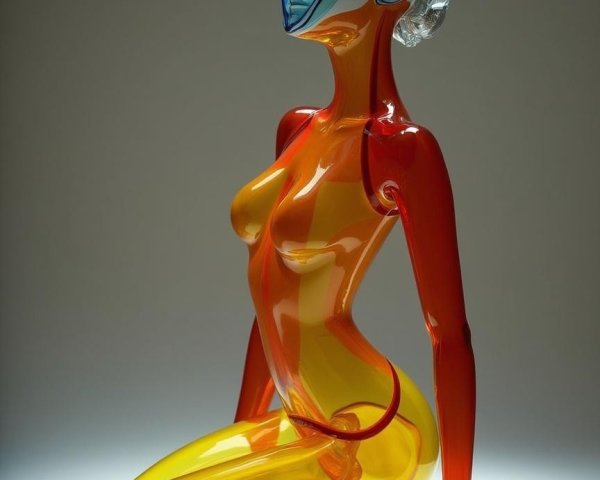 Translucent Glass Sculpture of Humanoid Figure