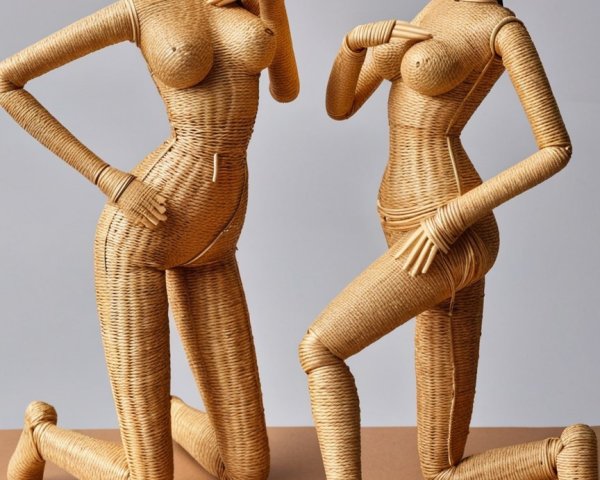 Articulated Dolls Crafted from Natural Woven Fibers