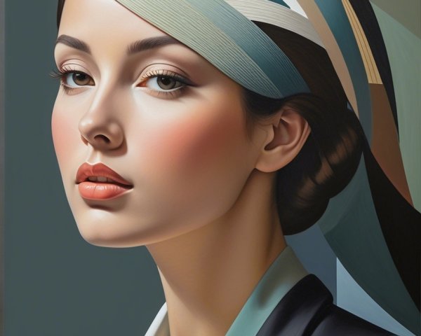 Surreal Woman with Green Snake and Playful Smile