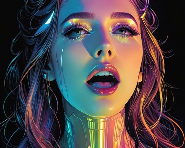 Futuristic Portrait of a Woman with Vibrant Lighting