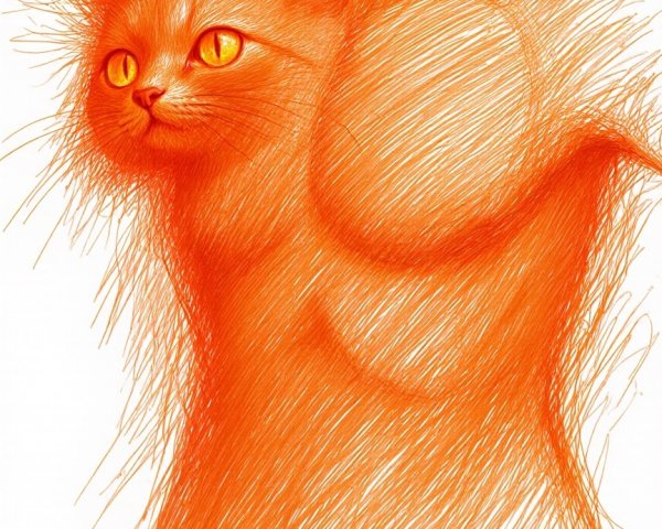 Stylized Illustration of a Vibrant Orange Cat