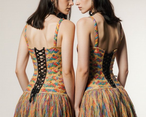 Colorful Braided Mini Dresses with Lace-Up Details