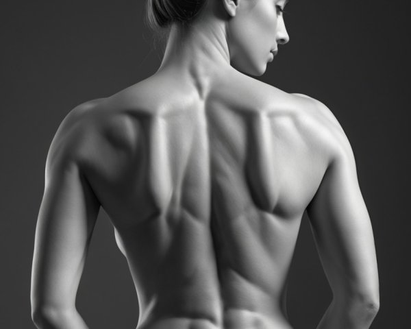 Black and White Portrait of a Muscular Figure