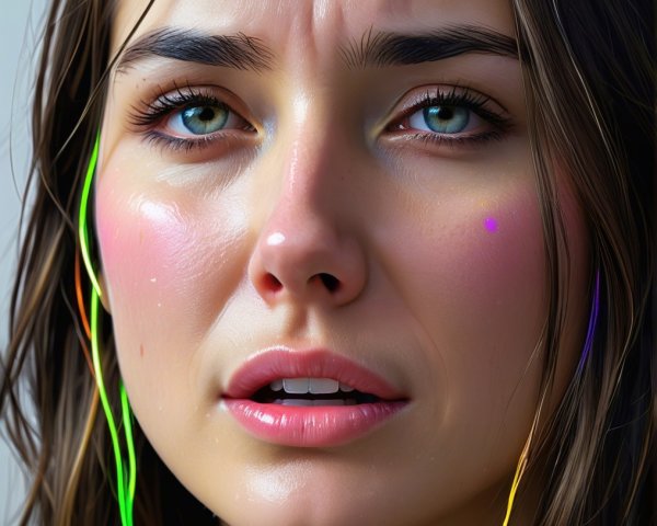 Close-Up Portrait of a Young Woman with Earphones