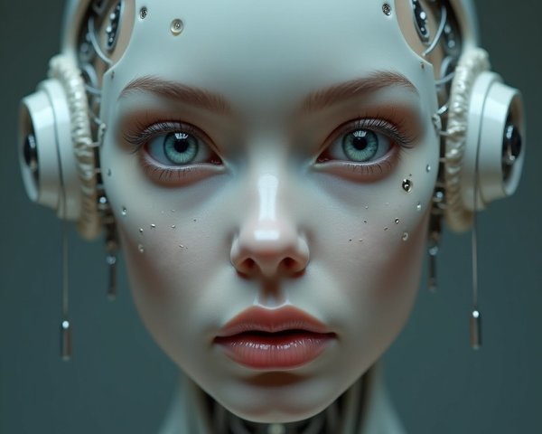 Futuristic humanoid robot with sleek white design