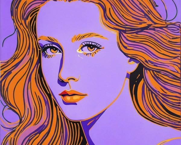 Vibrant Portrait of a Woman with Wavy Hair and Colors