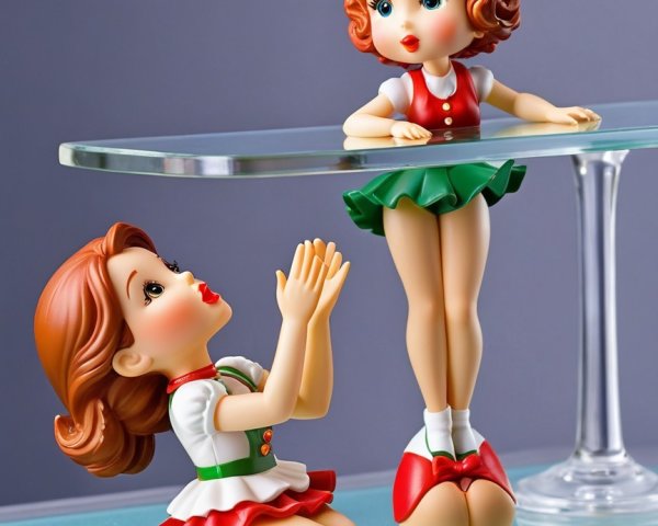 Vintage-Inspired Dolls with Playful Designs on Display