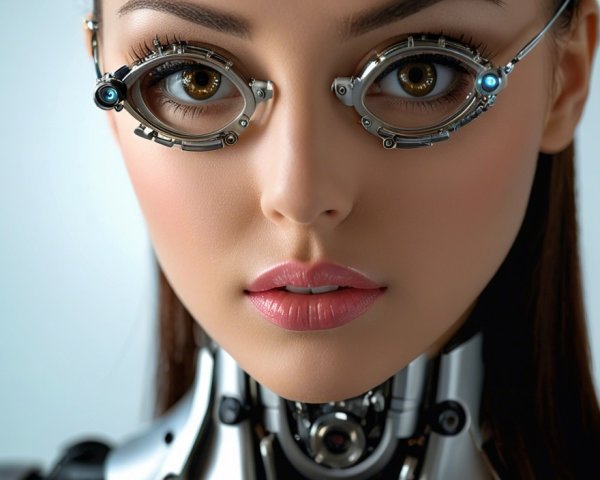 Young Woman with Futuristic Robotic Enhancements