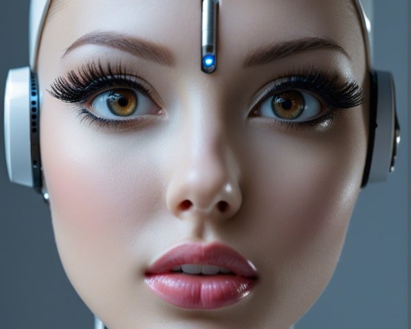 Futuristic Female Robot with Sleek White Exterior