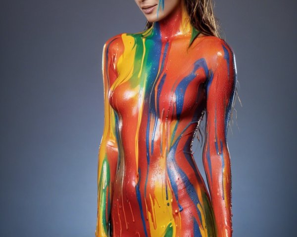 Person with Green Dreadlocks and Colorful Outfit