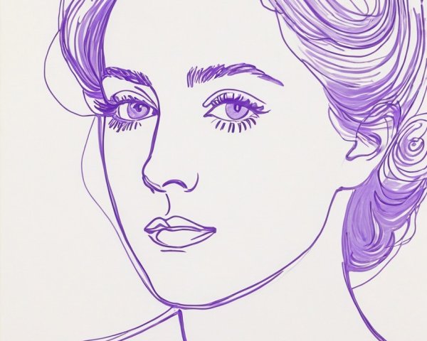 Minimalist Line Drawing of a Woman's Profile Face