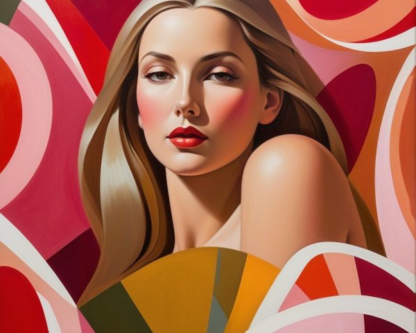 Stylized Portrait of a Woman with Abstract Background
