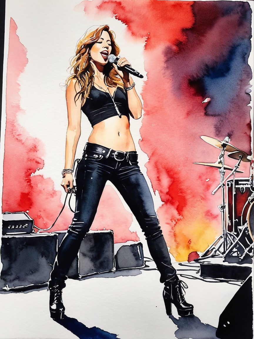 Vibrant Stage Performance in Watercolor