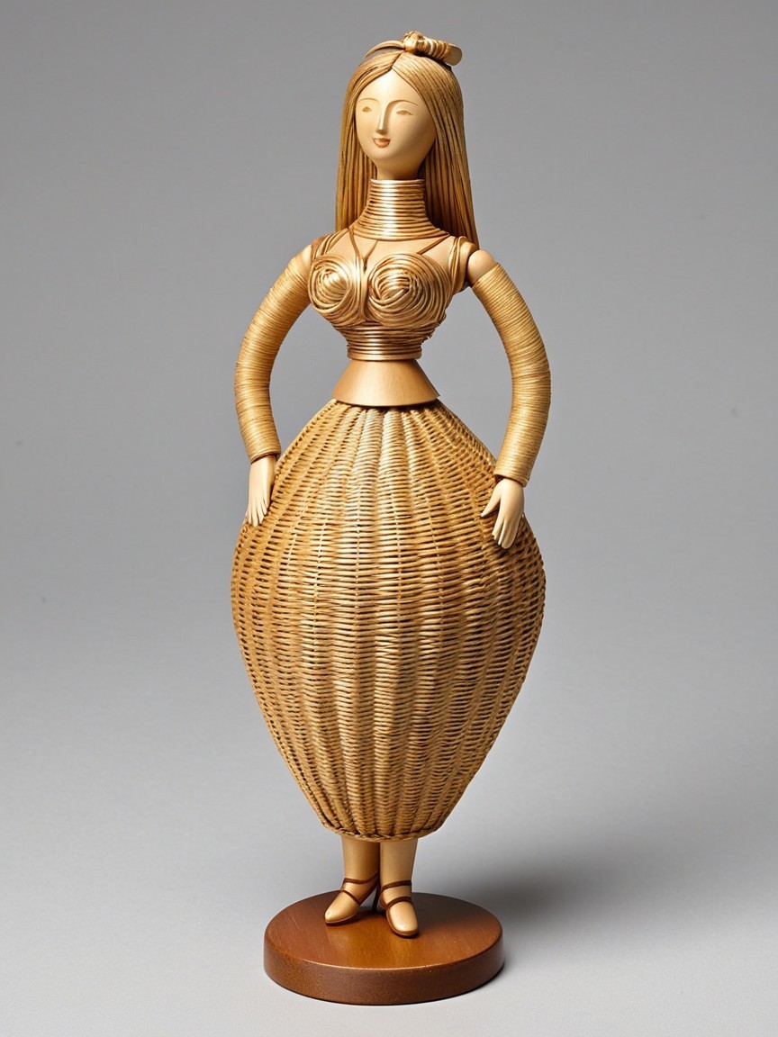 Handcrafted Stylized Woman Figure with Natural Textures