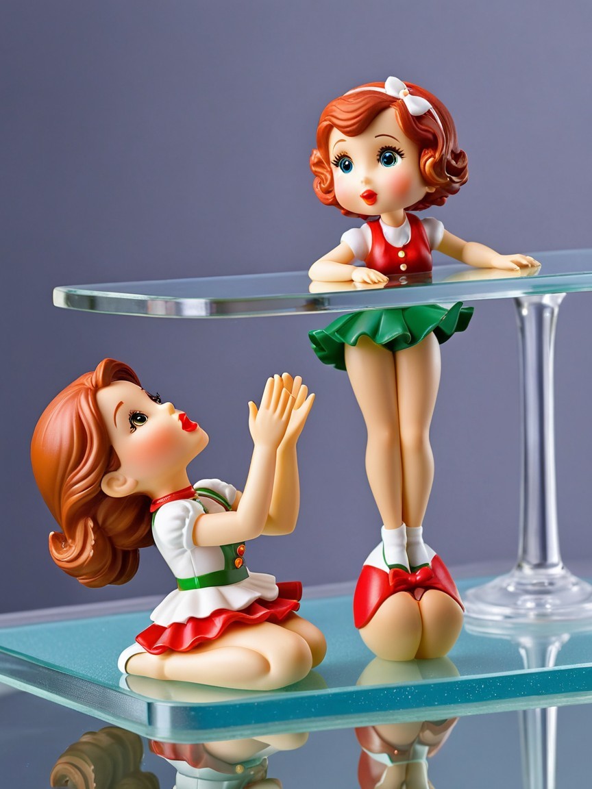 Vintage-Inspired Dolls with Playful Designs on Display