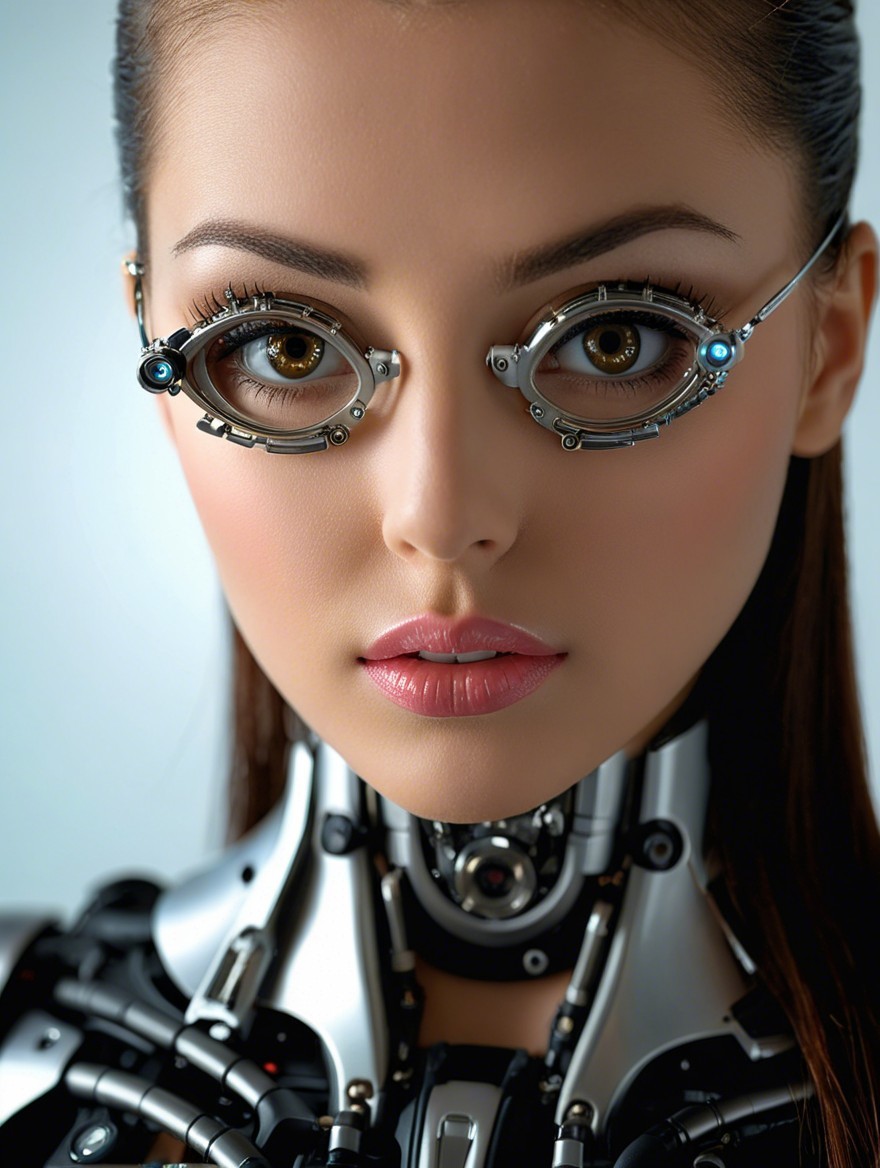 Young Woman with Futuristic Robotic Enhancements