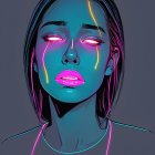 Futuristic Portrait of a Woman with Blue Skin