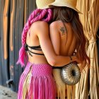 Women in Colorful Fringed Skirts and Straw Hats