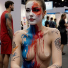 Model with Face and Body Paint at Art Event