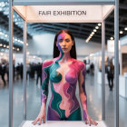 Art Installation of Woman with Abstract Body Painting
