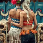 Women in Colorful Outfits with Vibrant Accessories