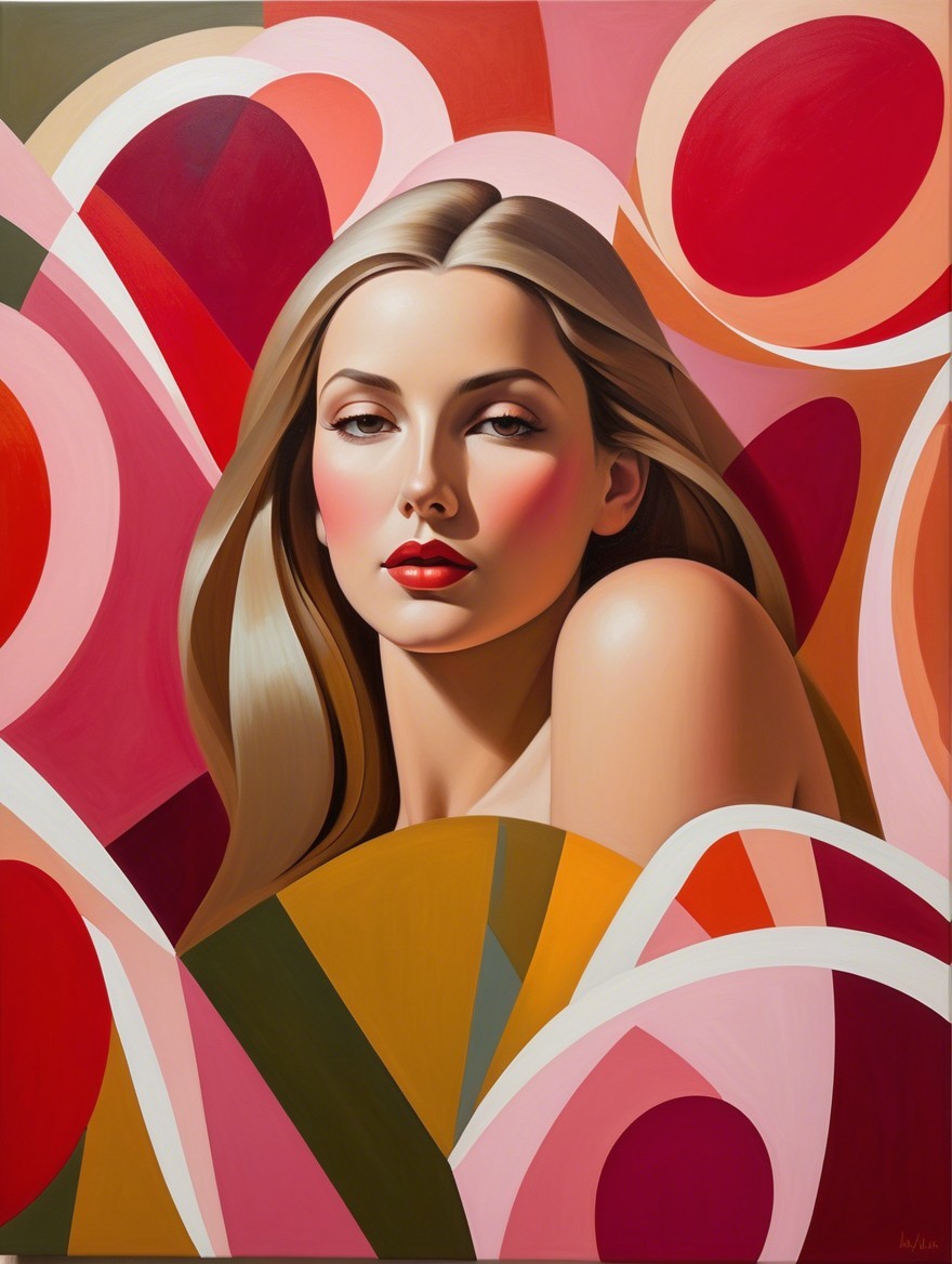Stylized Portrait of a Woman with Abstract Background