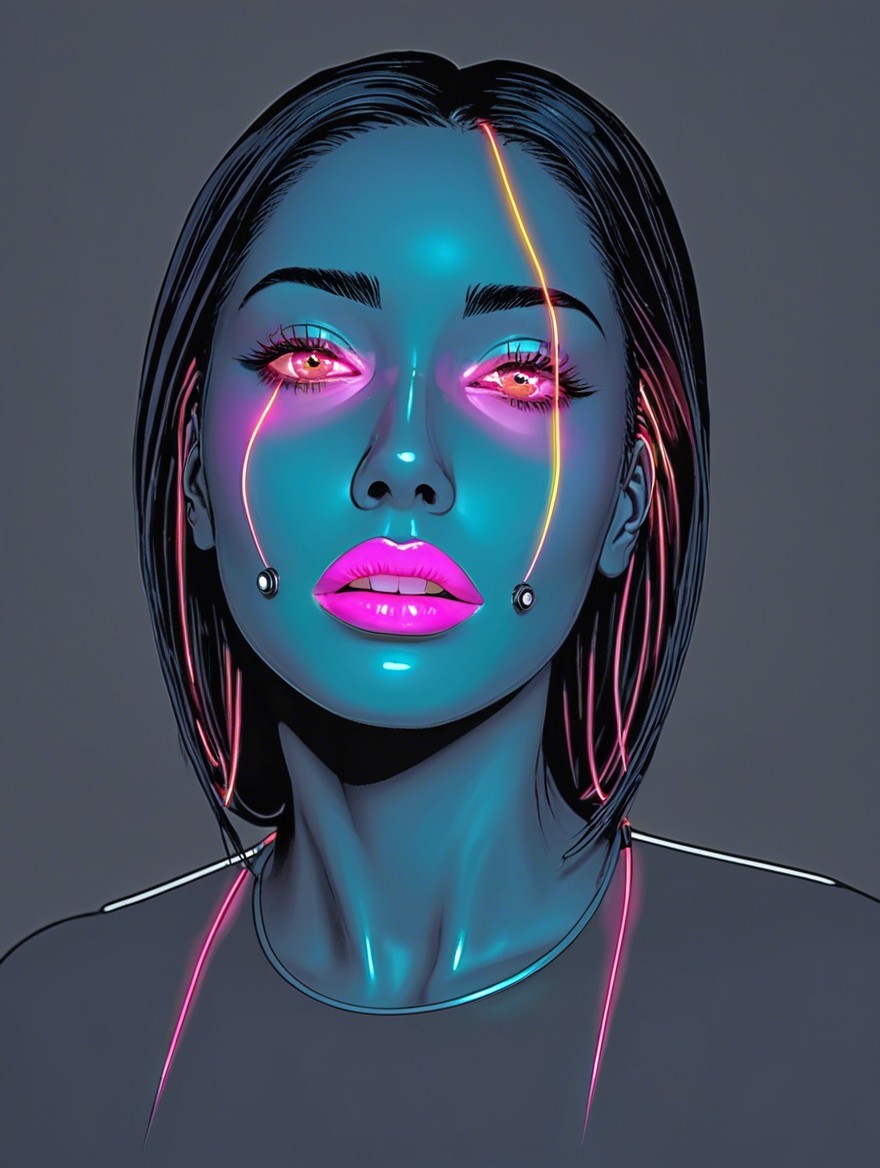 Futuristic Portrait of a Woman with Blue Skin