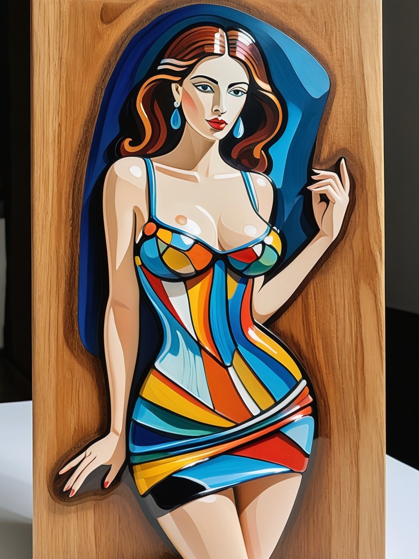 Vibrant Depiction of a Woman in Colorful Dress