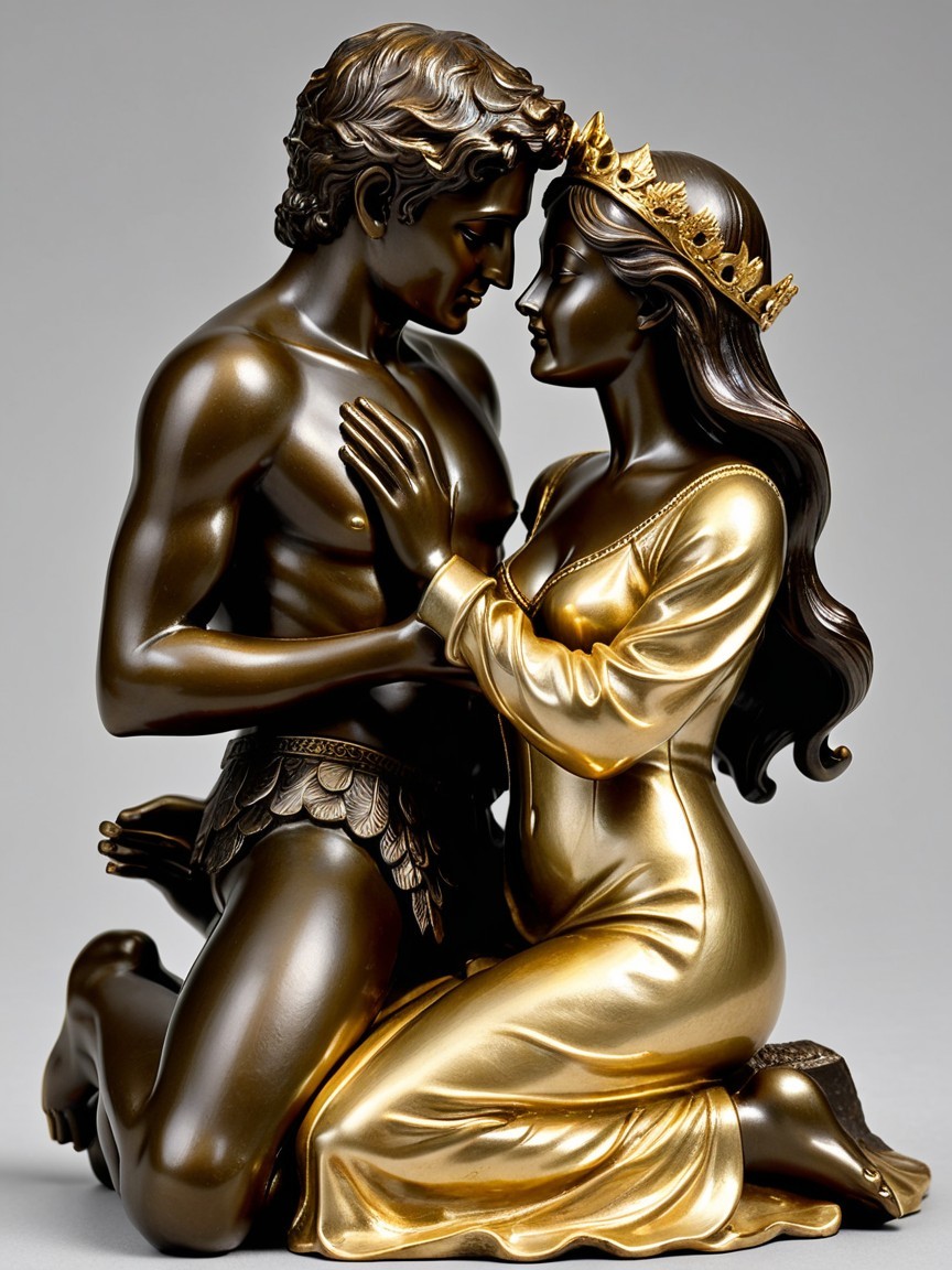 Sculpture of Two Figures Emphasizing Love and Connection