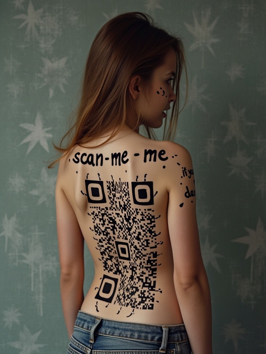 Person with Long Hair and Intricate Body Art