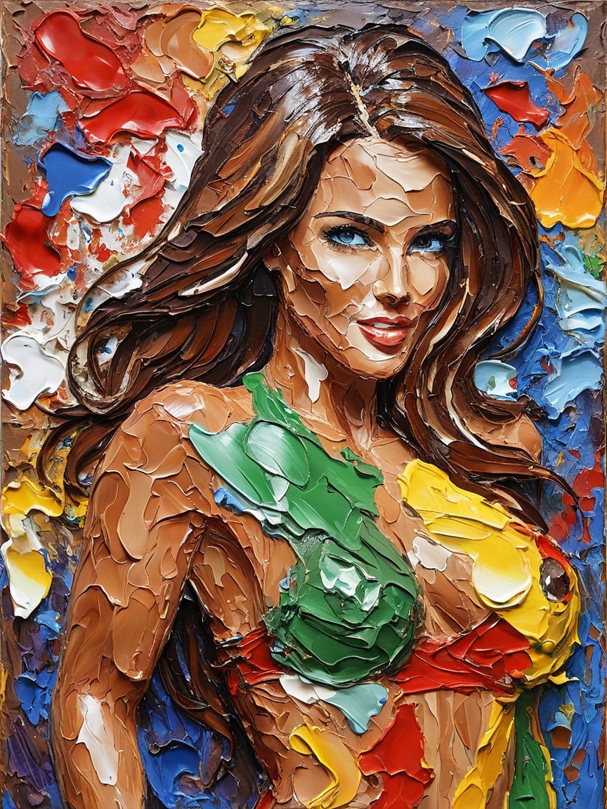 Vibrant Portrait of a Woman with Colorful Background