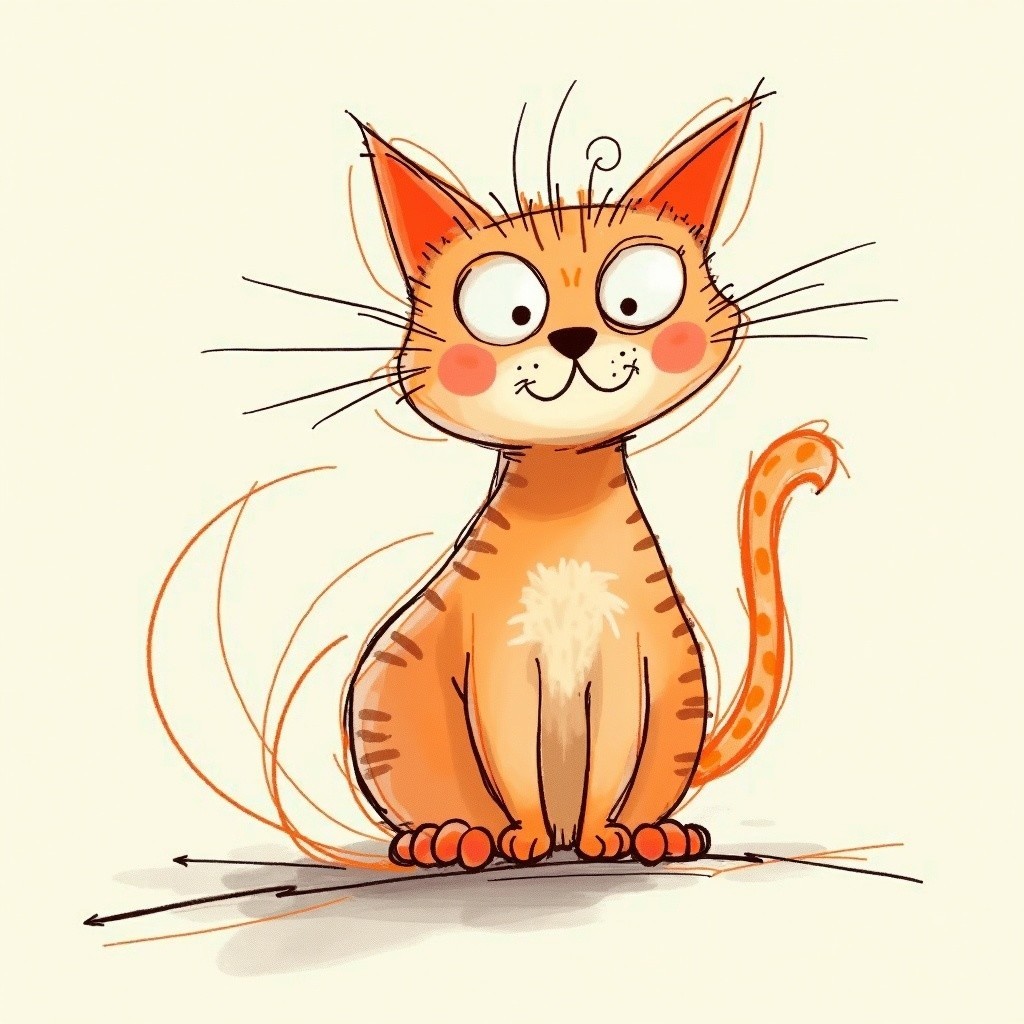 Cartoon-Style Orange Cat with Playful Features