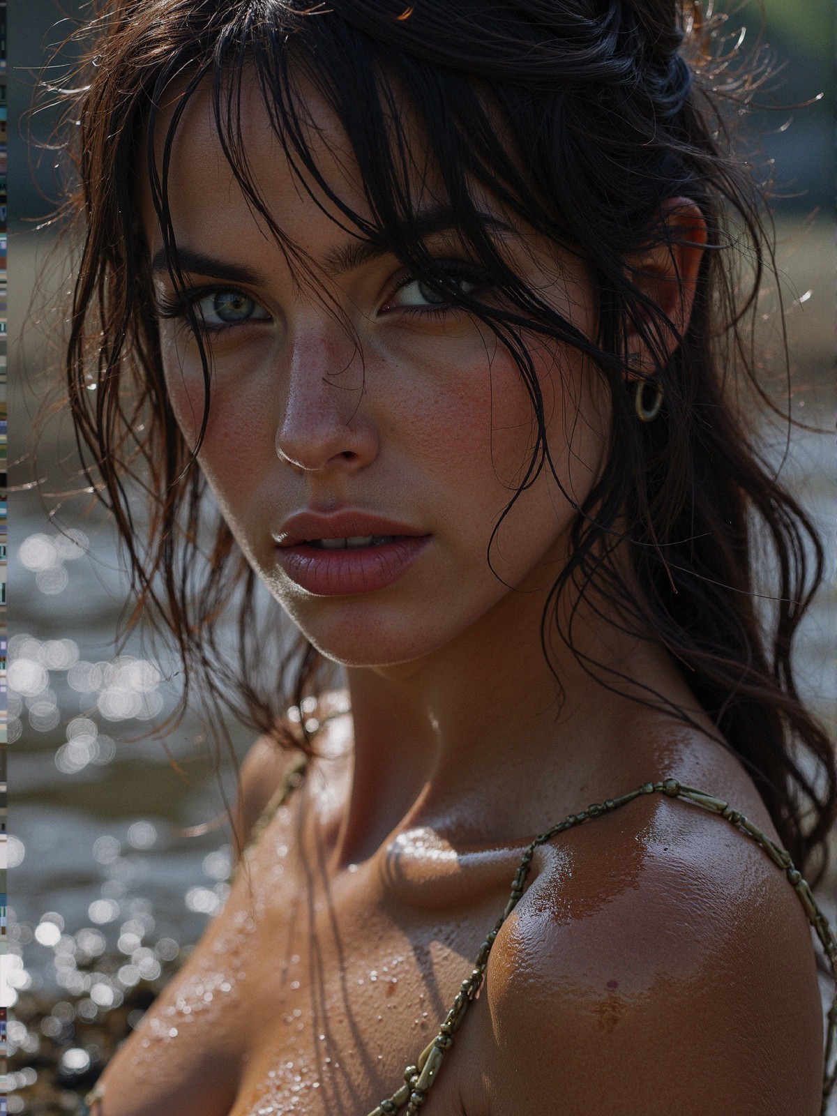 Close-Up Portrait of a Young Woman in Nature