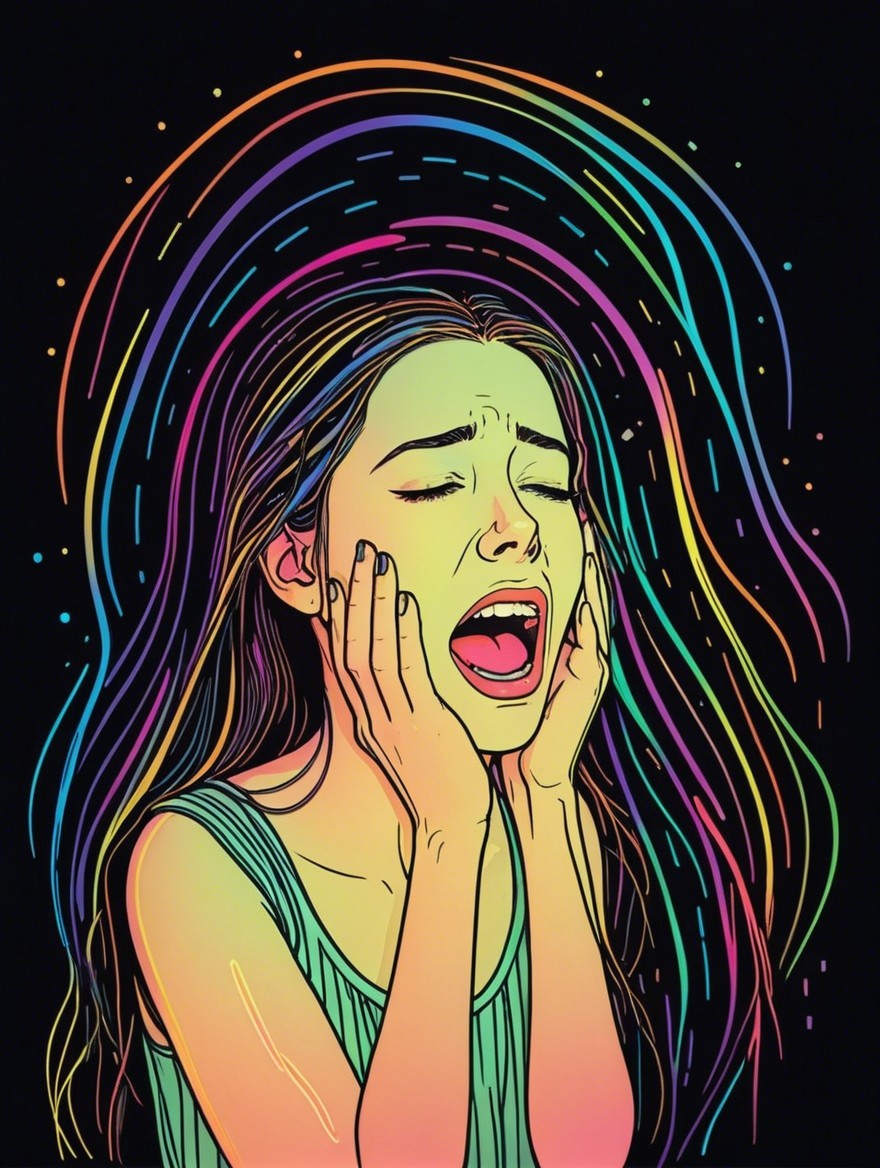 Vibrant Illustration of Emotion in a Young Girl