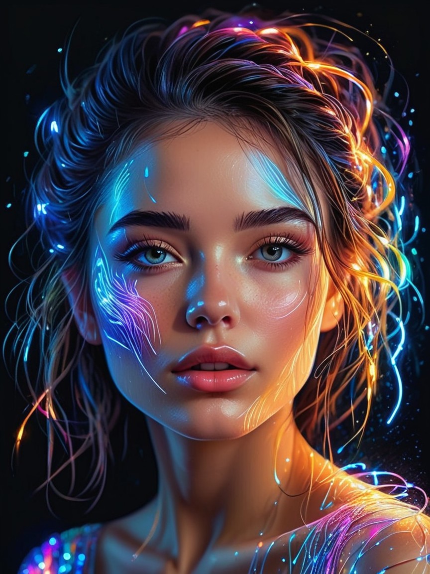 Portrait of a Young Woman with Luminous Features