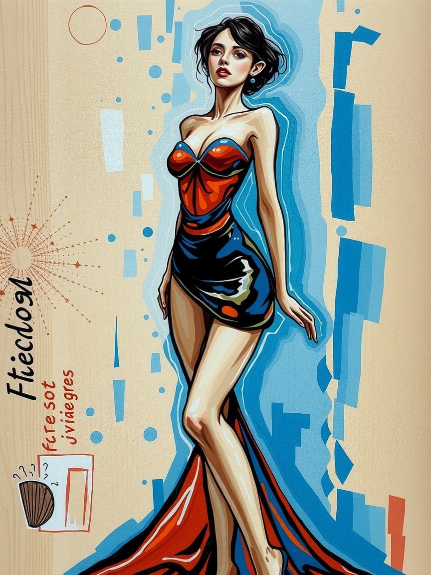 Stylized Illustration of a Woman in Modern Dress
