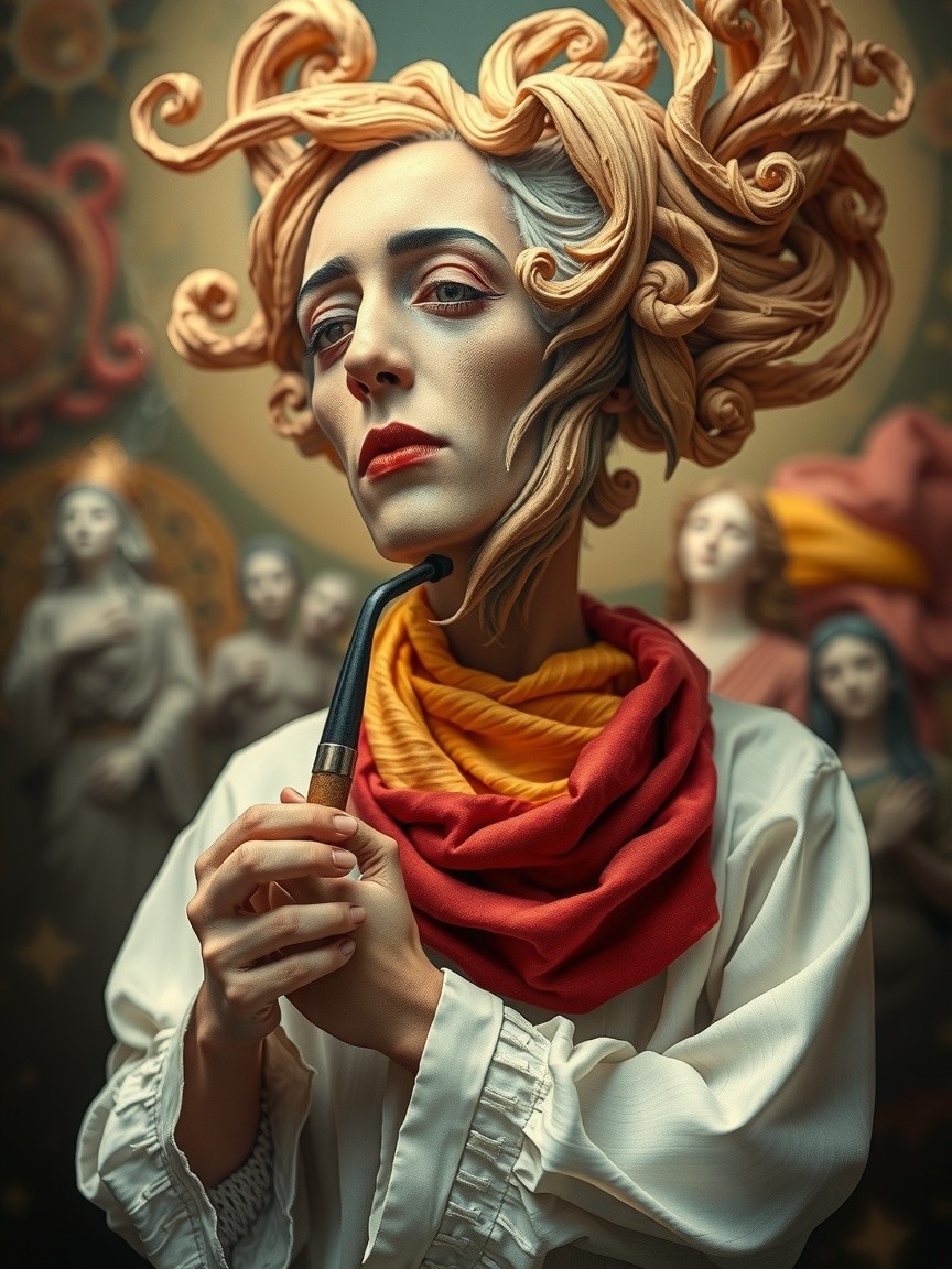 Intricate Hair and Ethereal Sculptures in Art Scene