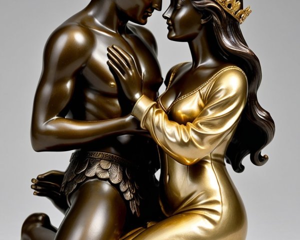 Sculpture of Two Figures Emphasizing Love and Connection