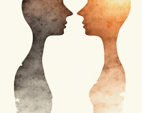 Abstract Silhouettes in Gray and Orange Watercolor