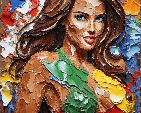 Vibrant Portrait of a Woman with Colorful Background