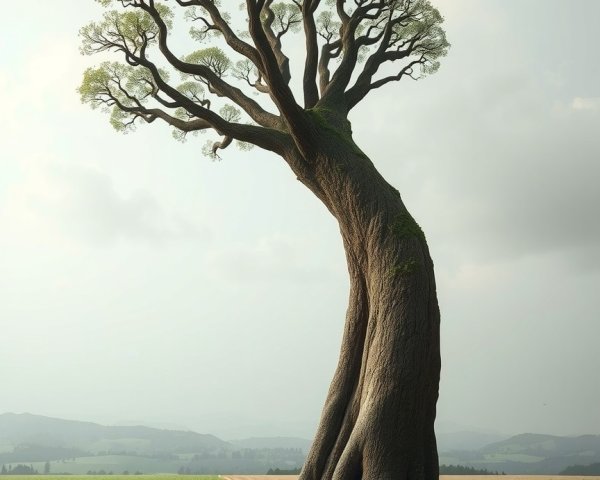 Majestic Tree in Serene Landscape with Greenery