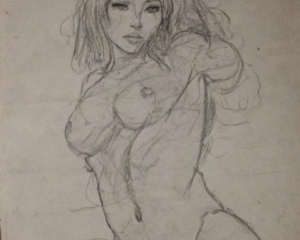 Dynamic Pencil Sketch of a Female Figure