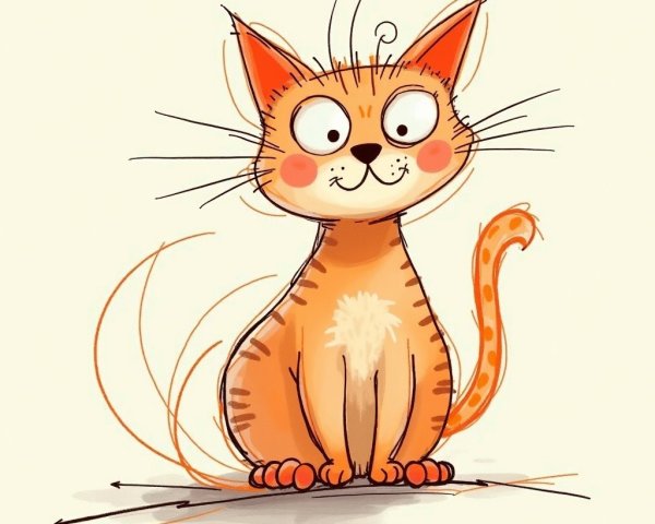 Cartoon-Style Orange Cat with Playful Features