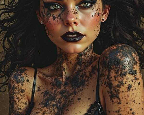 Portrait of a woman with textured skin patterns