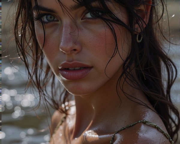 Close-Up Portrait of a Young Woman in Nature