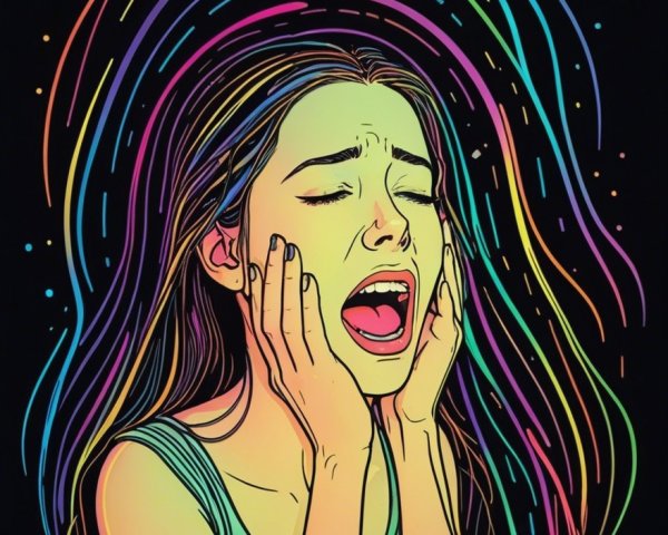 Vibrant Illustration of Emotion in a Young Girl